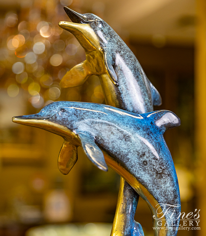 Bronze Statues  - Table Top Bronze Dolphin Statue - BS-1651